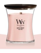 Woodwick Coastal Sunberry dišeča sveča z lesenim stenjem 275 g