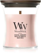 Woodwick Coastal Sunberry dišeča sveča z lesenim stenjem 85 g