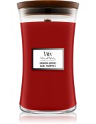Woodwick Crimson Berries dišeča sveča z lesenim stenjem 610 g