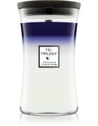 Woodwick Evening Luxe dišeča sveča z lesenim stenjem 610 g