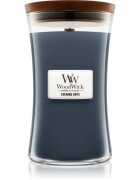 Woodwick Evening Onyx dišeča sveča z lesenim stenjem 609.5 g