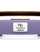 Woodwick Lavender Spa dišeča sveča z lesenim stenjem (hearthwick) 453 g