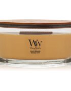 Woodwick Opulent Wood Golden Bourbon dišeča sveča z lesenim stenjem (hearthwick) 453.6 g