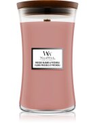 Woodwick Pressed Blooms & Patchouli dišeča sveča z lesenim stenjem 609.5 g