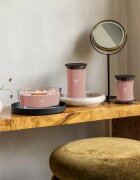 Woodwick Rose Blush dišeča sveča z lesenim stenjem 610 g