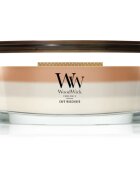 Woodwick Trilogy Café Macchiato dišeča sveča z lesenim stenjem 453.6 g