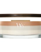 Woodwick Trilogy Café Macchiato dišeča sveča z lesenim stenjem 453.6 g