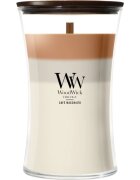 Woodwick Trilogy Café Macchiato dišeča sveča z lesenim stenjem 610 g