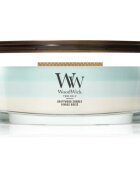 Woodwick Trilogy Driftwood Shores dišeča sveča z lesenim stenjem 453.6 g