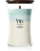 Woodwick Trilogy Driftwood Shores dišeča sveča z lesenim stenjem 610 g
