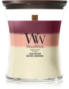 Woodwick Trilogy Lush Nectar dišeča sveča z lesenim stenjem 275 g
