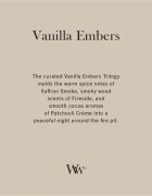 Woodwick Trilogy Vanilla Embers dišeča sveča z lesenim stenjem 610 g