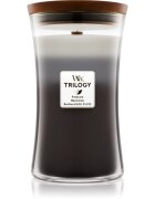 Woodwick Trilogy Warm Woods dišeča sveča z lesenim stenjem 609.5 g