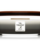 Woodwick Trilogy Warm Woods dišeča sveča z lesenim stenjem (hearthwick) 453.6 g