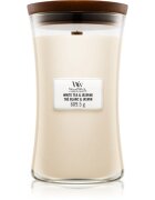 Woodwick White Tea & Jasmine dišeča sveča z lesenim stenjem 609.5 g