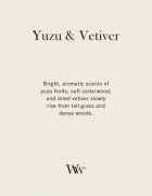 Woodwick Yuzu & Vetiver dišeča sveča z lesenim stenjem 275 g