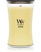 Woodwick Yuzu & Vetiver dišeča sveča z lesenim stenjem 610 g