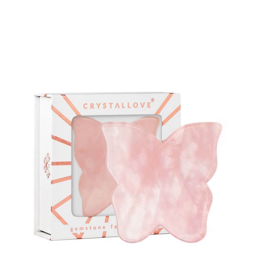 Crystallove Butterfly Rose Quartz Gua Sha Masažer Obraza 1 kos