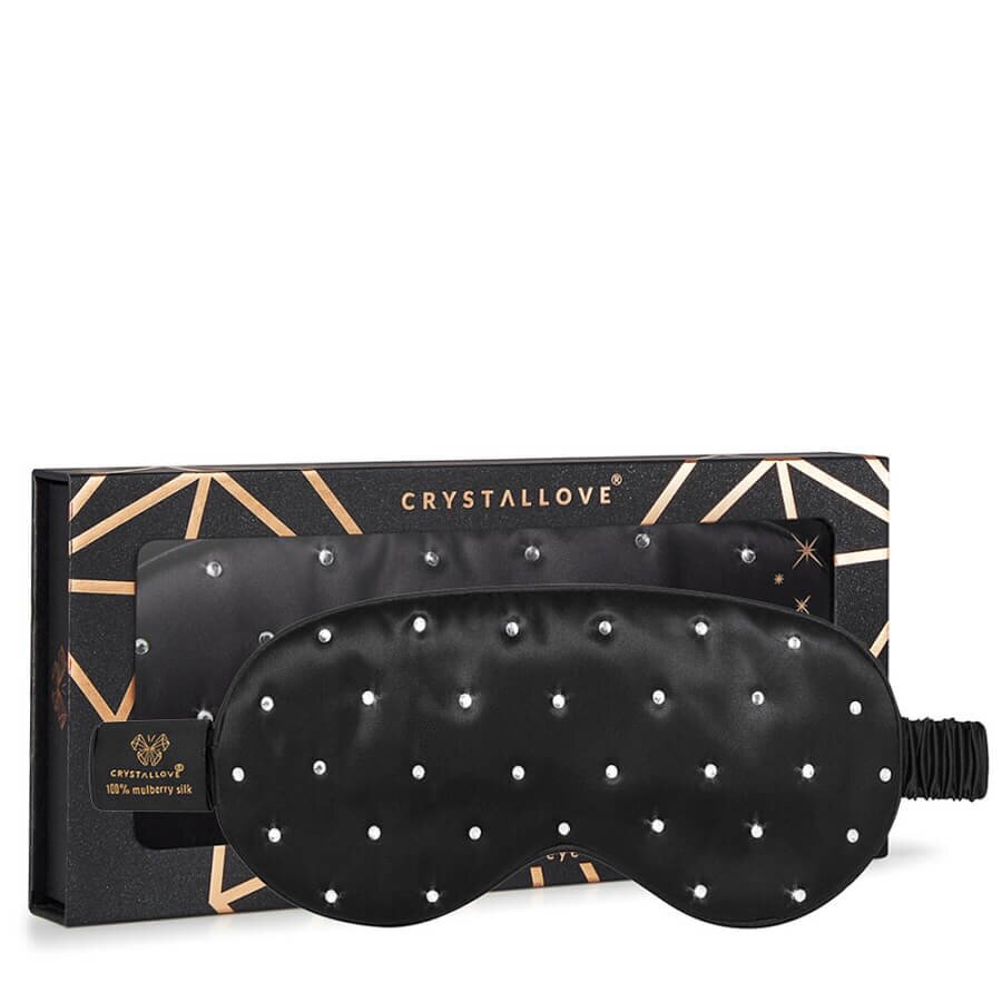 Crystallove Crystalized Silk Eye Mask Black Maska Za Spanje 1 kos
