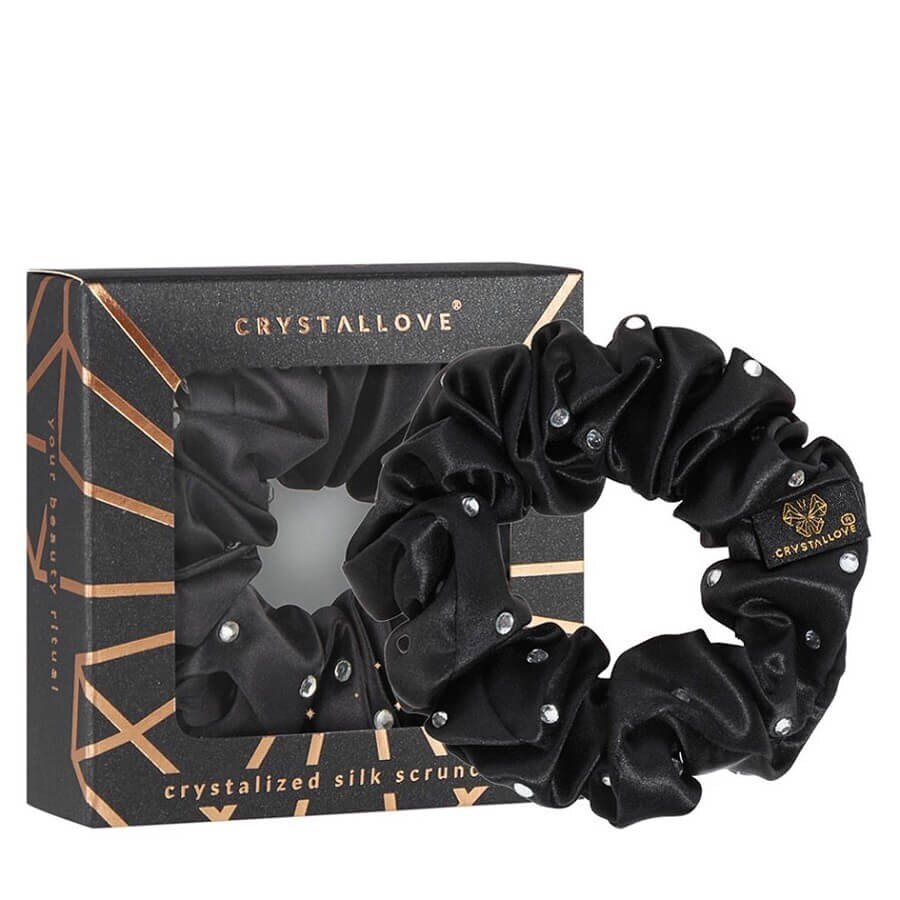 Crystallove Crystalized Silk Scrunchie Black Elastika Za Lase 1 kos