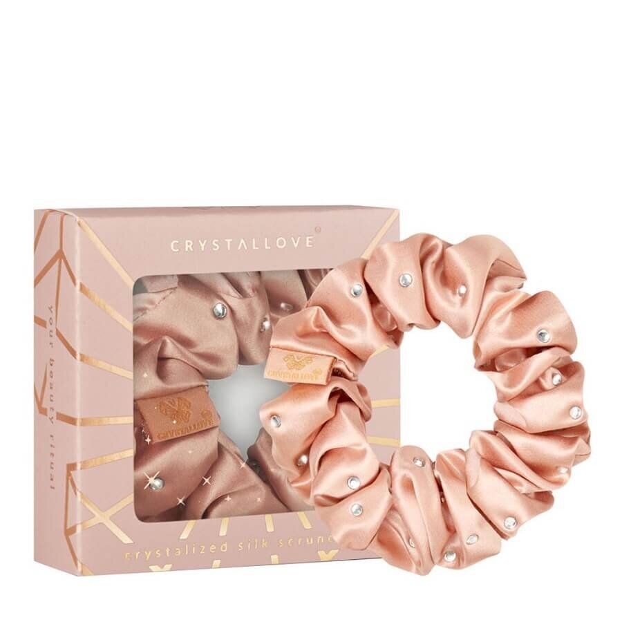 Crystallove Crystalized Silk Scrunchie Rose Gold Elastika Za Lase 1 kos