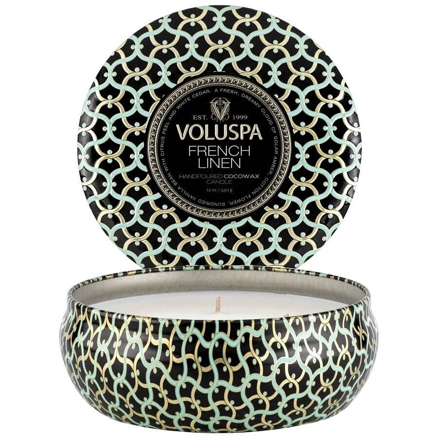 VOLUSPA French Linen 3 Wick Tin Candle Dišeča Sveča 340 g