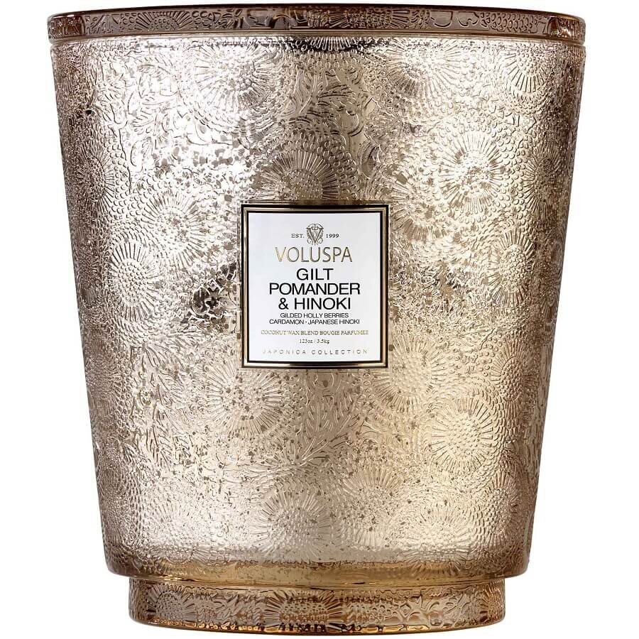 VOLUSPA Gilt Pomander & Hinoki Holiday 5 Wick Hearth Candle Dišeča Sveča 3500 g