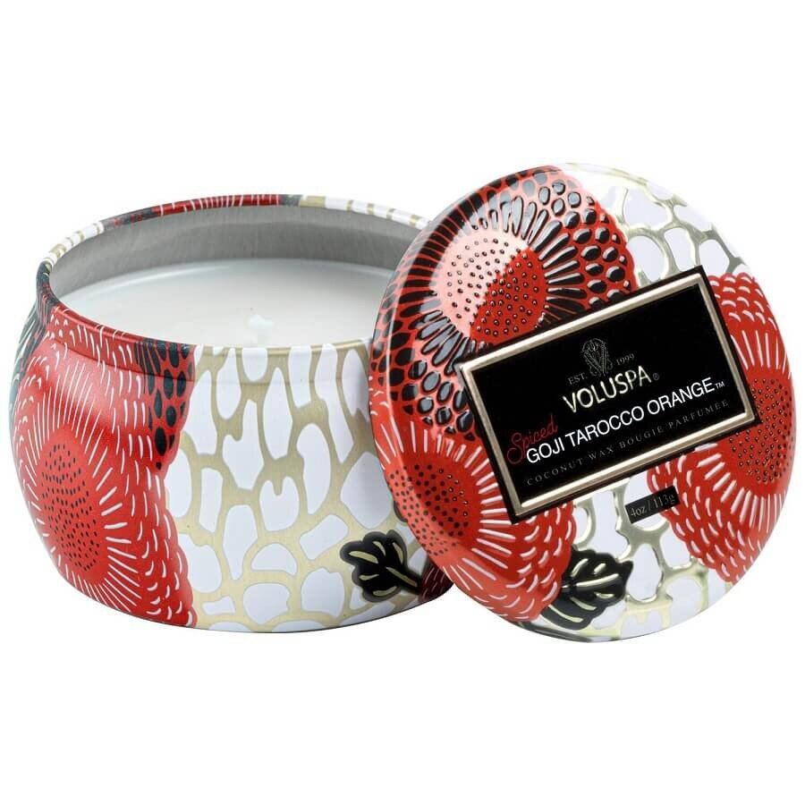 VOLUSPA Spiced Goji Tarocco Orange Mini Tin Candle Dišeča Sveča 113 g