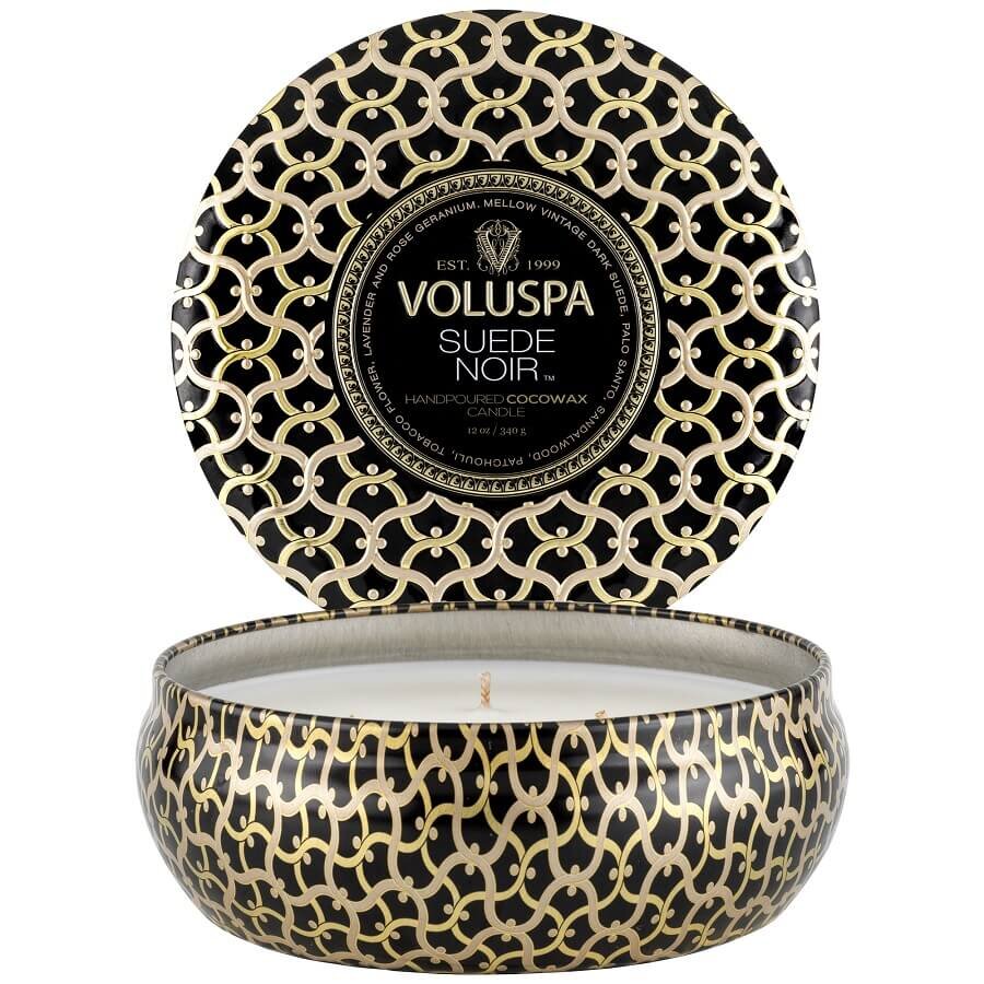 VOLUSPA Suede Noir 3 Wick Tin Candle Dišeča Sveča 340 g