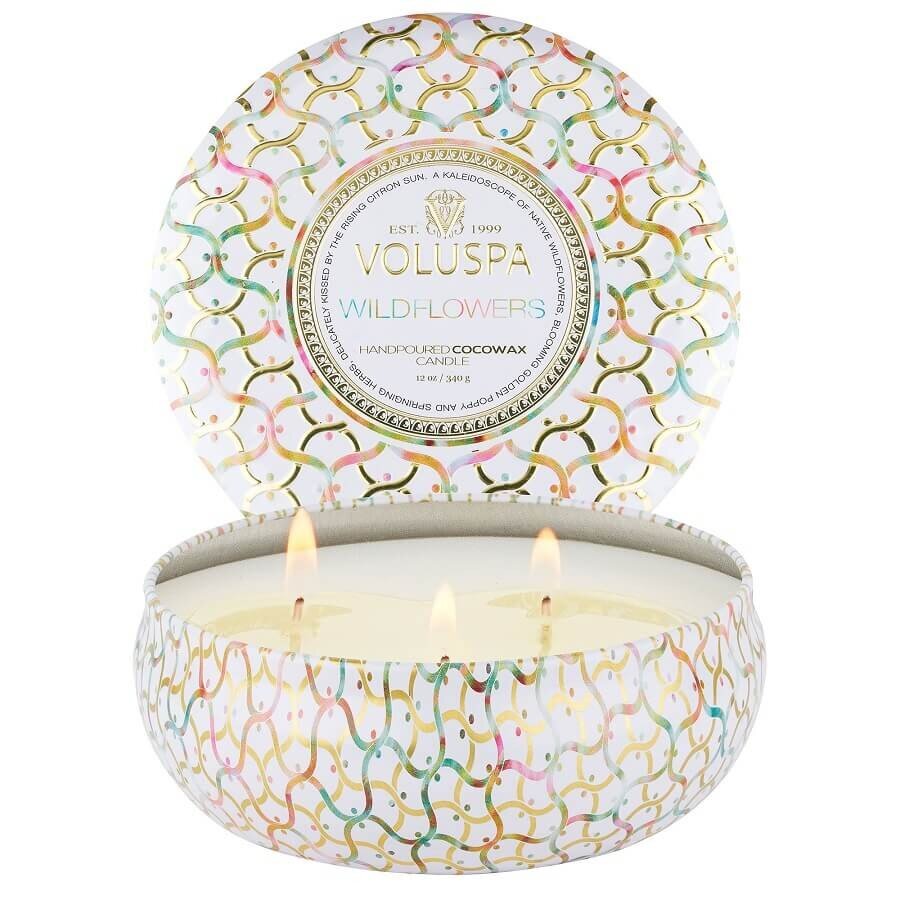 VOLUSPA Wildflowers 3 Wick Tin Candle Dišeča Sveča 340 g