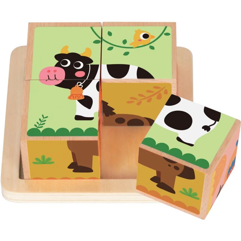 2Kids Toys Wooden Blocks Farm 2 kocke iz lesa 18m+ 4 kos