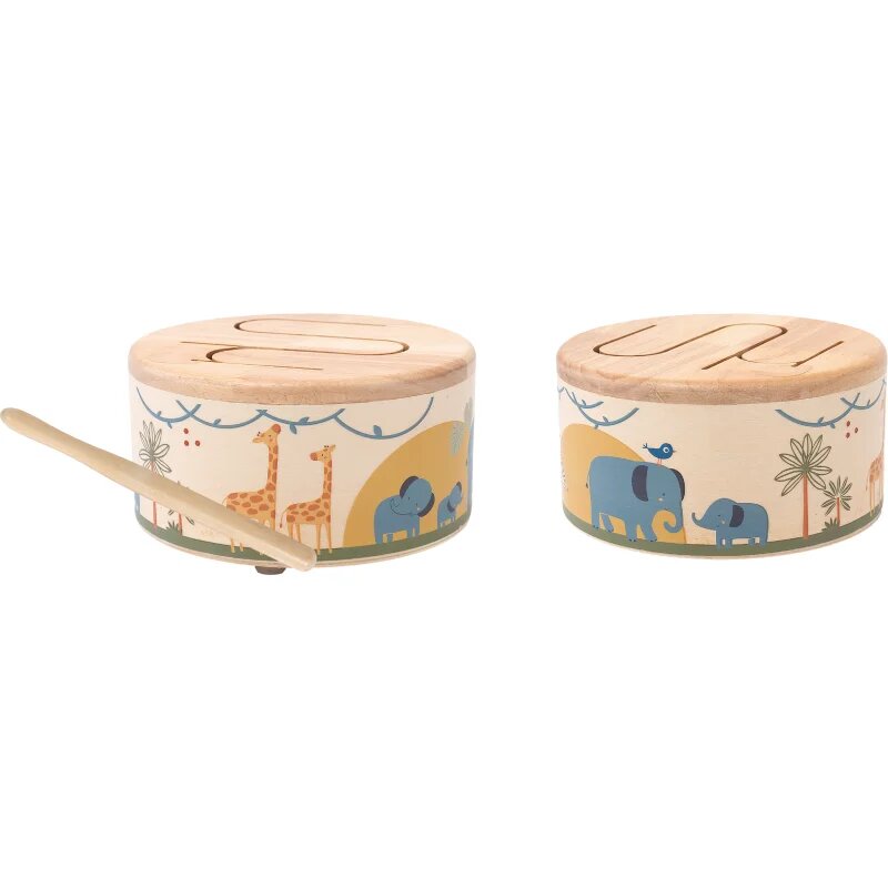 2Kids Toys Wooden Drum Safari glasbena igrača 18m+ 1 kos