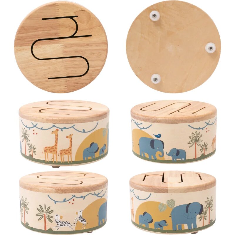 2Kids Toys Wooden Drum Safari glasbena igrača 18m+ 1 kos