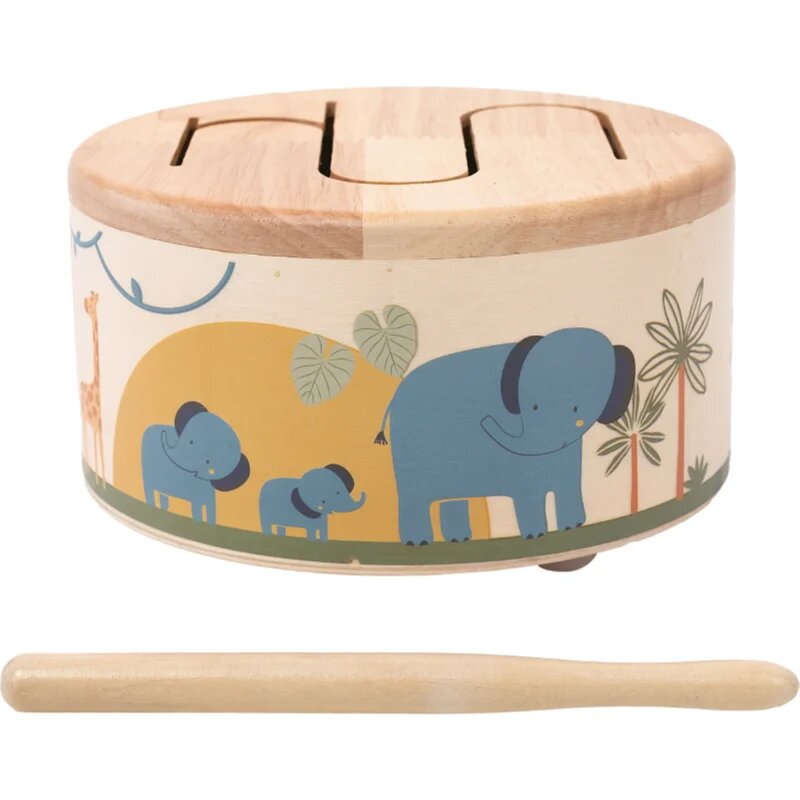 2Kids Toys Wooden Drum Safari glasbena igrača 18m+ 1 kos