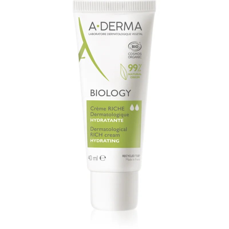 A-Derma Biology Rich Cream hranilna vlažilna krema za suho in zelo suho občutljivo kožo 40 ml