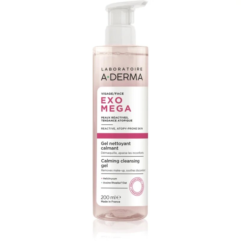 A-Derma Exomega Calming Cleansing Gel čistilni gel za odstranjevanje ličil s pomirjajočim učinkom 200 ml