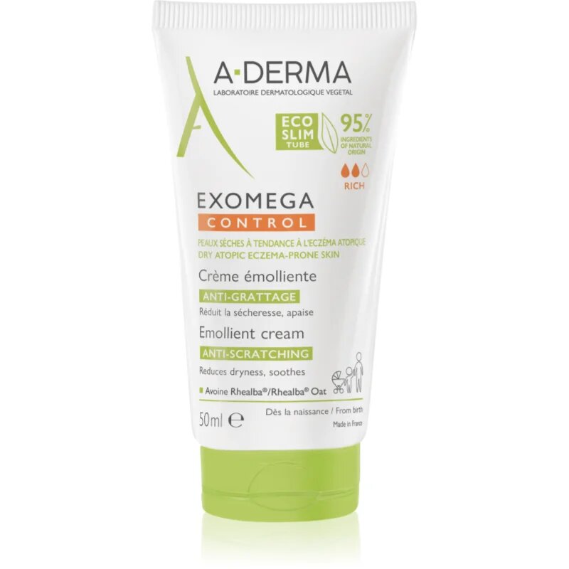 A-Derma Exomega Control Emollient Cream krema za telo za zelo občutljivo suho in atopično kožo 50 ml