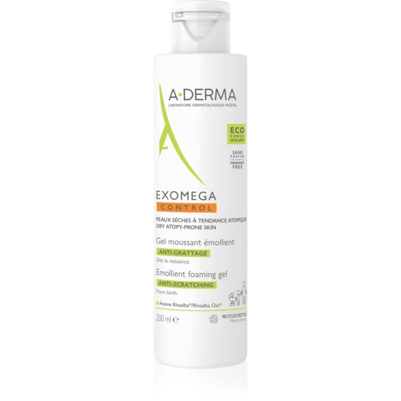 A-Derma Exomega Control Emollient Foaming Gel vlažilni penasti gel za suho in atopijsko kožo 200 ml
