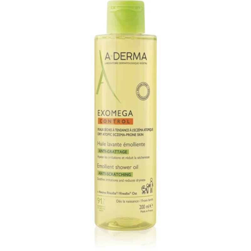 A-Derma Exomega Control Emollient Shower Oil mehčalno olje za prhanje za suho do atopijsko kožo 200 ml