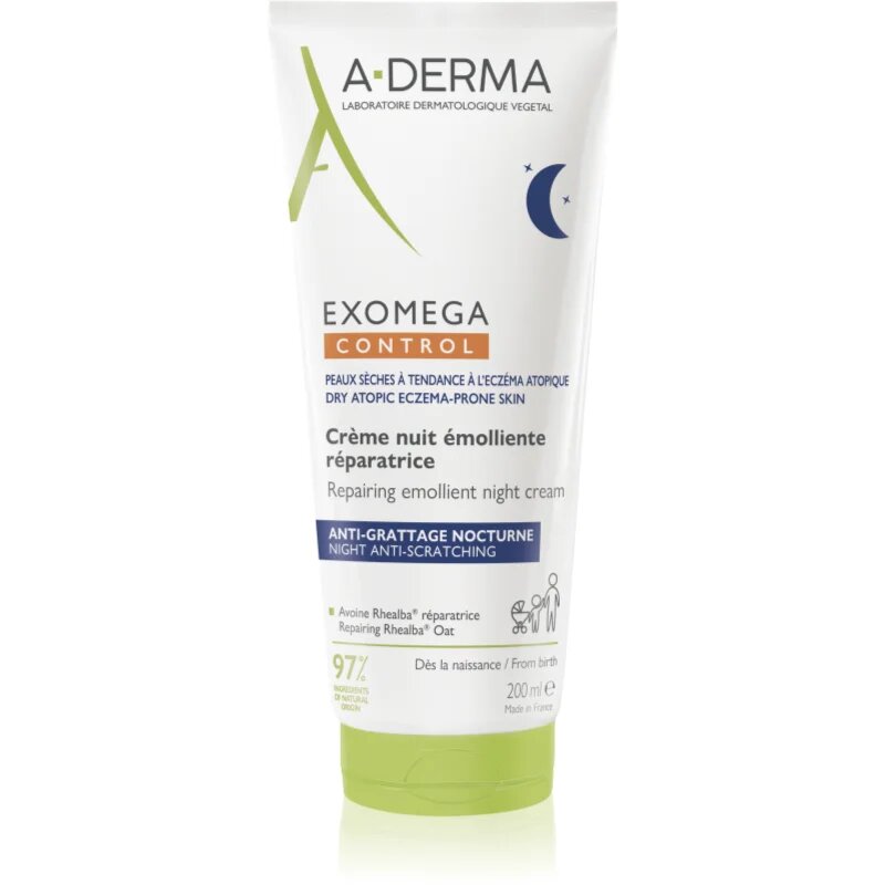 A-Derma Exomega Control Repairing Emollient Night Cream nočna regeneracijska krema proti praskanju 200 ml