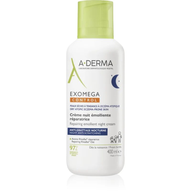 A-Derma Exomega Control Repairing Emollient Night Cream nočna regeneracijska krema proti praskanju 400 ml