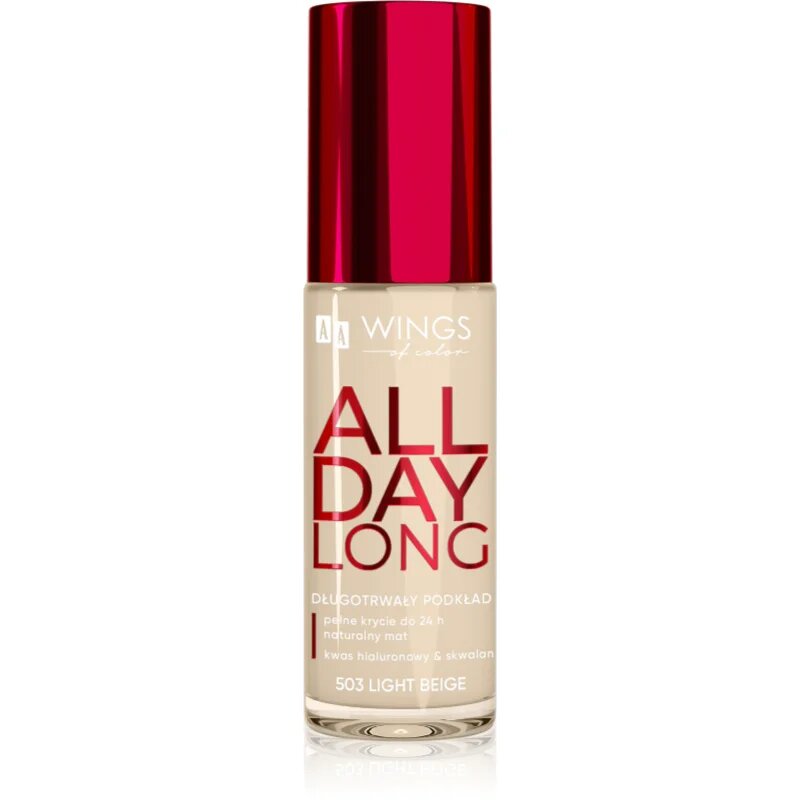 AA Wings of Color All Day Long Long Lasting Foundation dolgoobstojen tekoči puder odtenek 503 Light Beige 30 ml