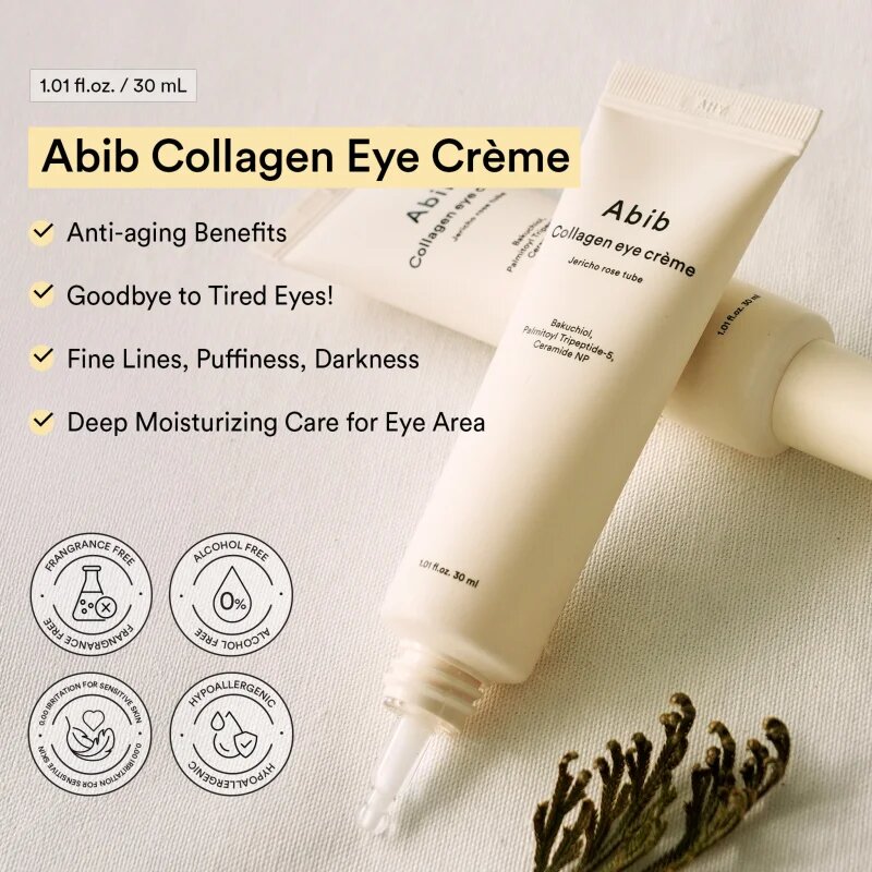 Abib Collagen Eye Crème Jericho Rose Tube lahka krema za predel okoli oči za prehrano in hidracijo 30 ml