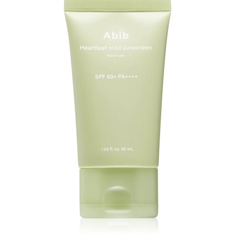 Abib Heartleaf Mild Sunscreen Relief Tube krema za sončenje za obraz s pomirjajočim učinkom SPF 50+ 50 ml
