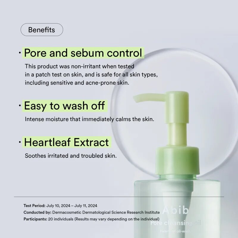 Abib Heartleaf Pore Cleansing Oil-wash nežno čistilno olje s pomirjajočim učinkom 200 ml
