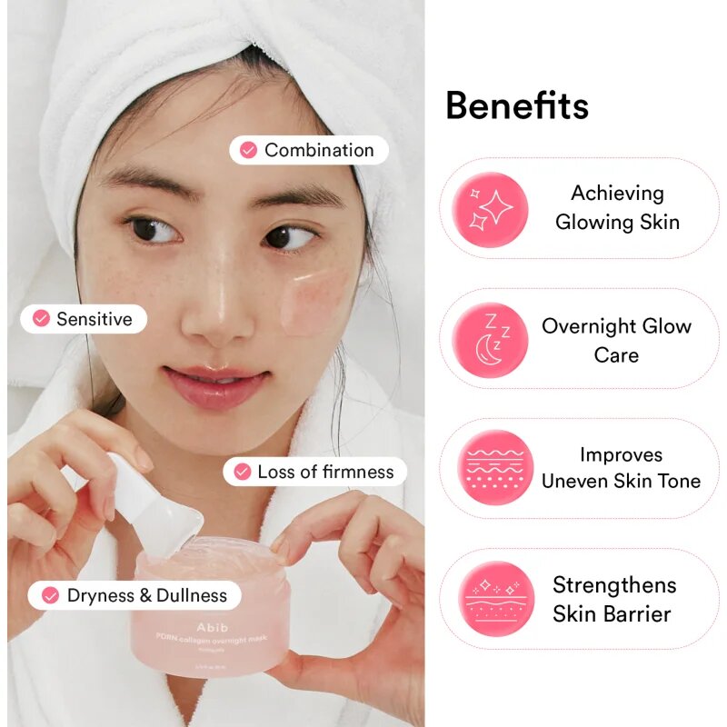 Abib PDRN Collagen Overnight Mask Firming Jelly učvrstitvena nočna maska za obraz z vlažilnim učinkom 80 ml