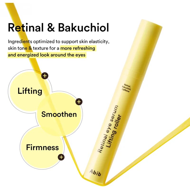 Abib Retinal Eye Serum Lifting Roller hladilni roll-on za predel okoli oči proti gubam zabuhlosti in temnim kolobarjem 15 ml