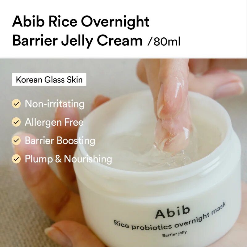 Abib Rice Probiotics Overnight Mask Barrier Jelly nočna maska za obraz za intenzivno vlažnost 80 ml