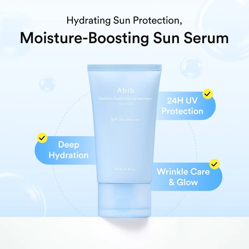 Abib Sedum Hyaluron Watery Tube Sunscreen krema za sončenje za obraz s pomirjajočim učinkom SPF 50+ 50 ml