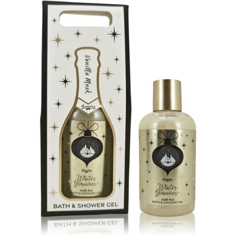 Accentra Winter Glamour Bath & Shower Gel gel za prhanje v darilnem pakiranju z vonjem Vanilla & Musk 180 ml